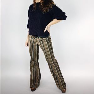 90s does 70s Vertical Striped Bell Bottom Pants